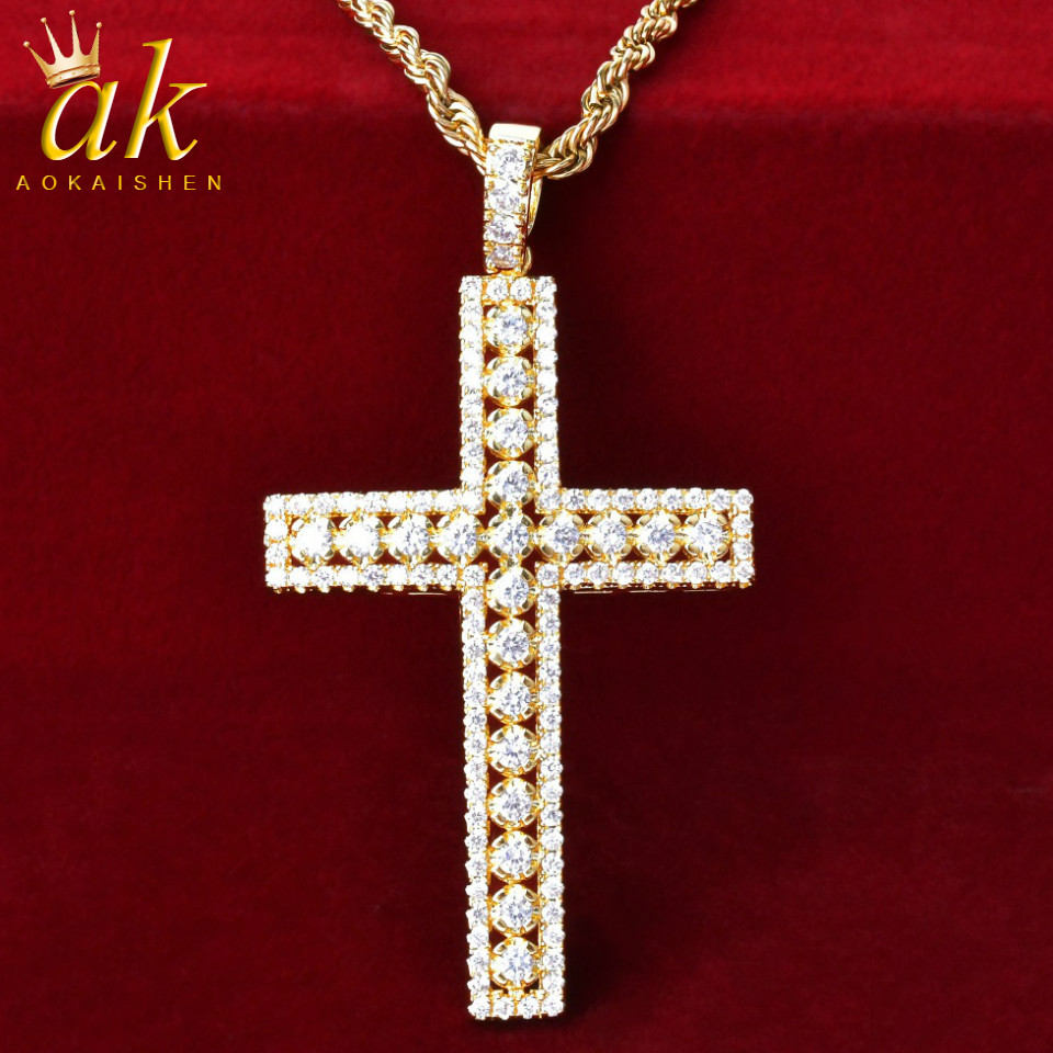 

Cross Pendant Gold Color Copper Material Bling Zircon Men Women Hip Hop Jewelry