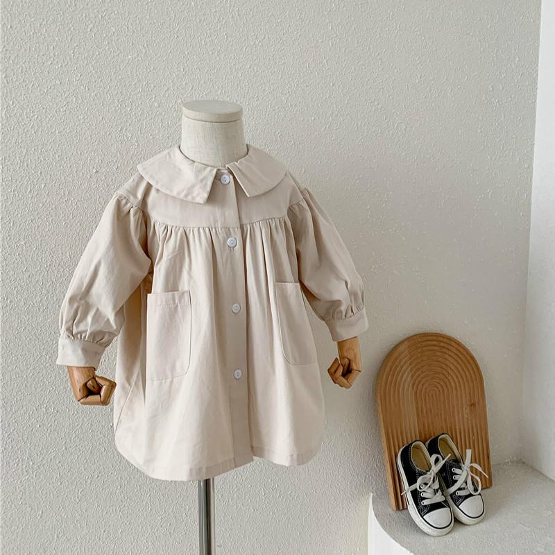 

2021 Spring New Arrival Girls Long Sleeve Coat Kids Cotton Korean Design Cardigans Jackets for Girls, Beige