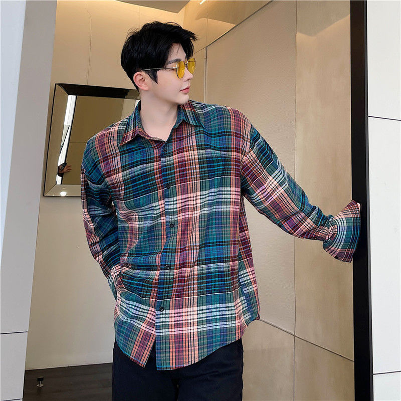 

Men's Long 2021 Spring New Jerseys Retro Chess Shirts Sleeves Youth Clothes GL5C, Picture color