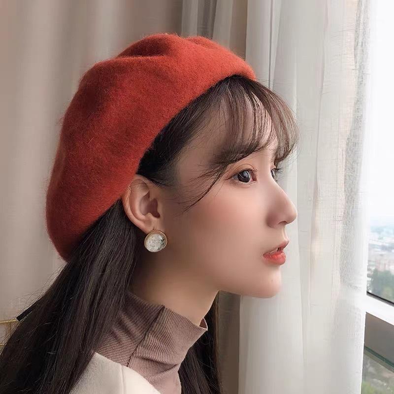 

Sweet Women's Solid Color Wool Beret French Artist Warm Beanie Hat Vintage Winter Ski Cap Elegant Lady Warm Casual Beret Caps1, 02