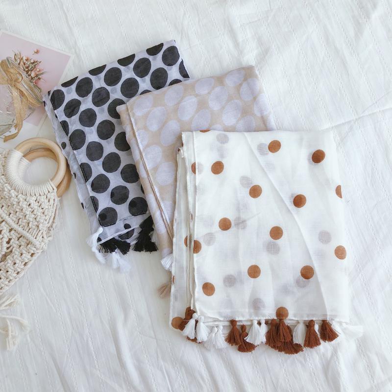 

2020 Newest Women Polka Pattern Tassel Scarf Shawls Wrap Soft Dot Spot Hijab Muslim Tassel Scarf 3 Design Free Shipping1