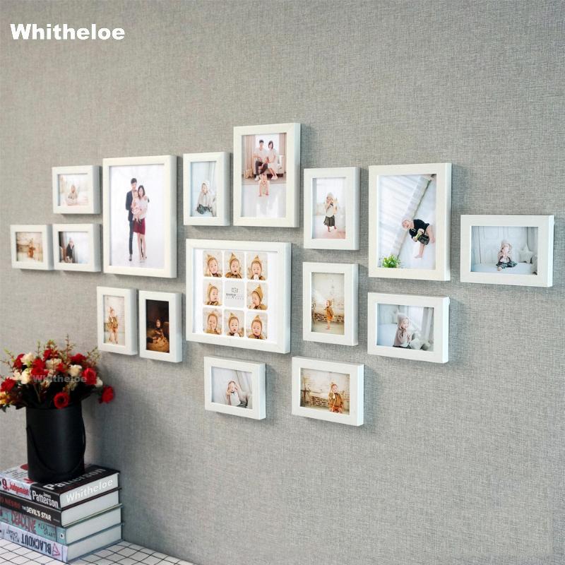 

16Pcs/Set Wooden Picture Frame For Wall Nature Solid Wood Frame Wall Hanging Photo Poster Frames For Pictures Home Decor