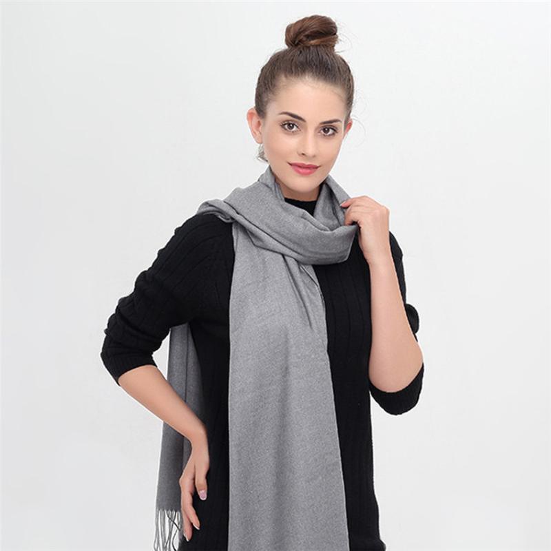 

Soft Cashmere Scarves Women Solid Color Wraps Thin Long Scarf with Tassel Casual Lady Autumn New Soft Winter Female Shawl 019 30