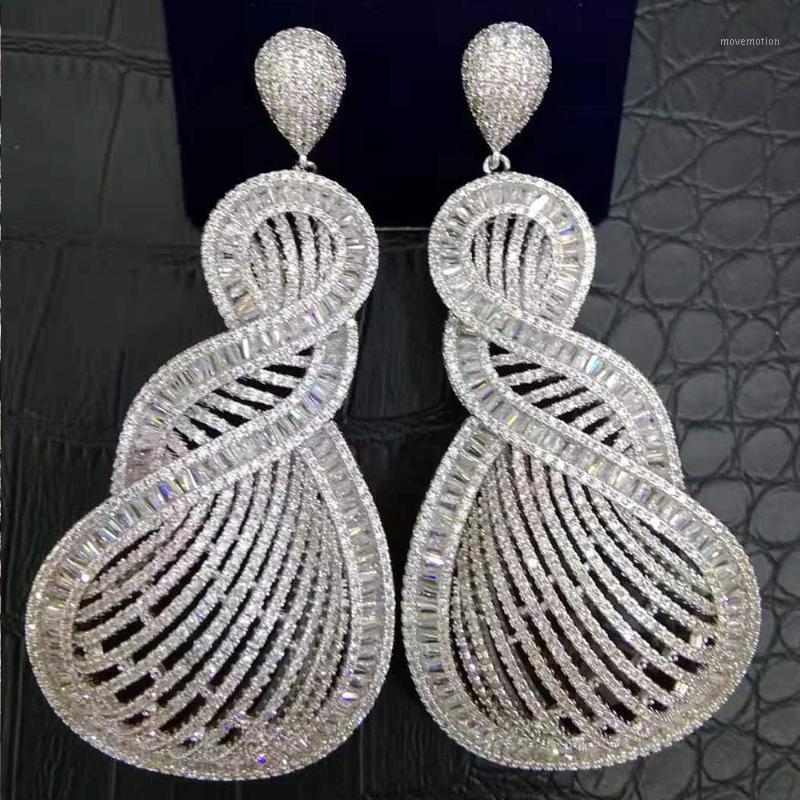 

GODKI 90mm Luxury Tricolor Dangle Earrings Trendy Cubic Zircon Wedding Engagement Party gold earrings for women 20201