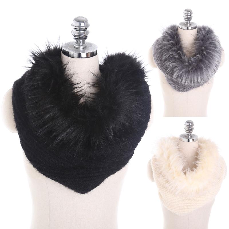 

Women Winter Warm Knit Hooded Loop Infinity Scarf Fluffy Plush Shawl Wrap Bib Windproof Multifunction Poncho Capelet
