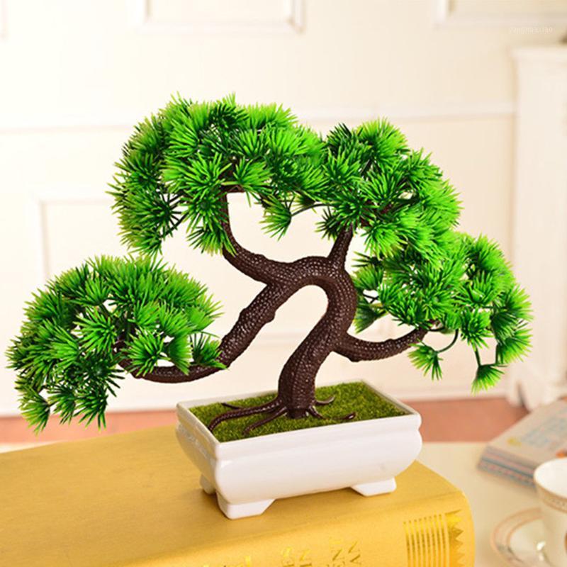 

Decorative Flowers & Wreaths Artificial Pine Tree Bonsai Plant Home Office Desktop Desk Potted Landscape Creative Simulation Decoration1