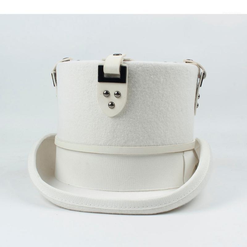 

13.5CM White Steampunk Top Hat For Women Men Wool Steam Punk Gear Hat Millinery Fedora Goggles Party Cap Steampunk1