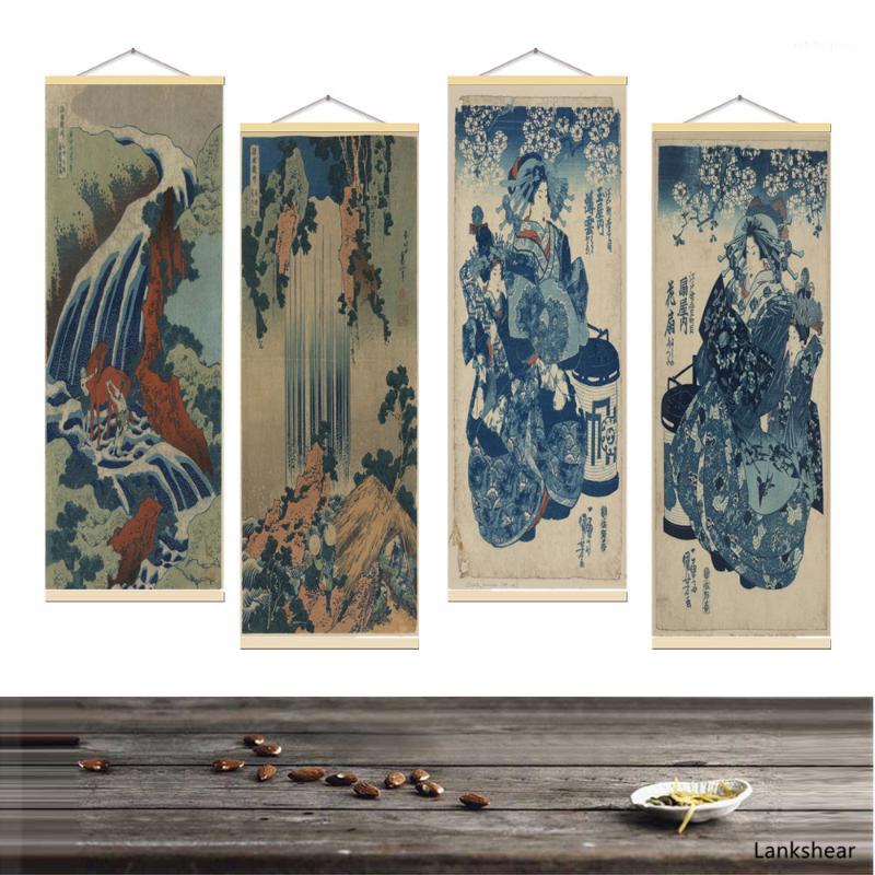 

Japanese Ukiyoe Poster For HD Canvas Wall Pictures For Living Room Decoration Painting Wall Art With Solid Wood Hanging Scroll1