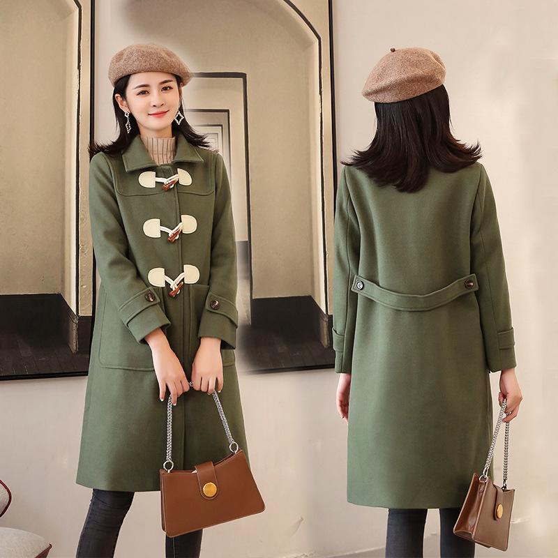 

Large size woolen coat female 2020 Winter Coat Women Hooded Jacket Plus Size Warm Duffle Buckle Front Outwear female, Or