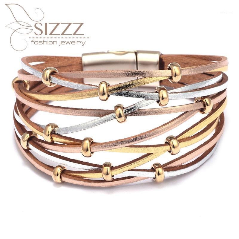 

Charm Bracelets 2021 Fashion Multi-layer Leather Woven Bracelet&bangles For Women1