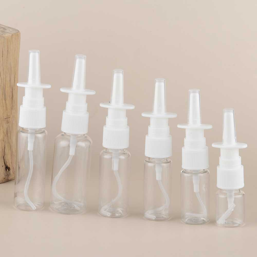 10ml/20ml/30ml White Empty Plastic Nasal Spray Bottles Pump Sprayer Mist Nose Refillable Bottle