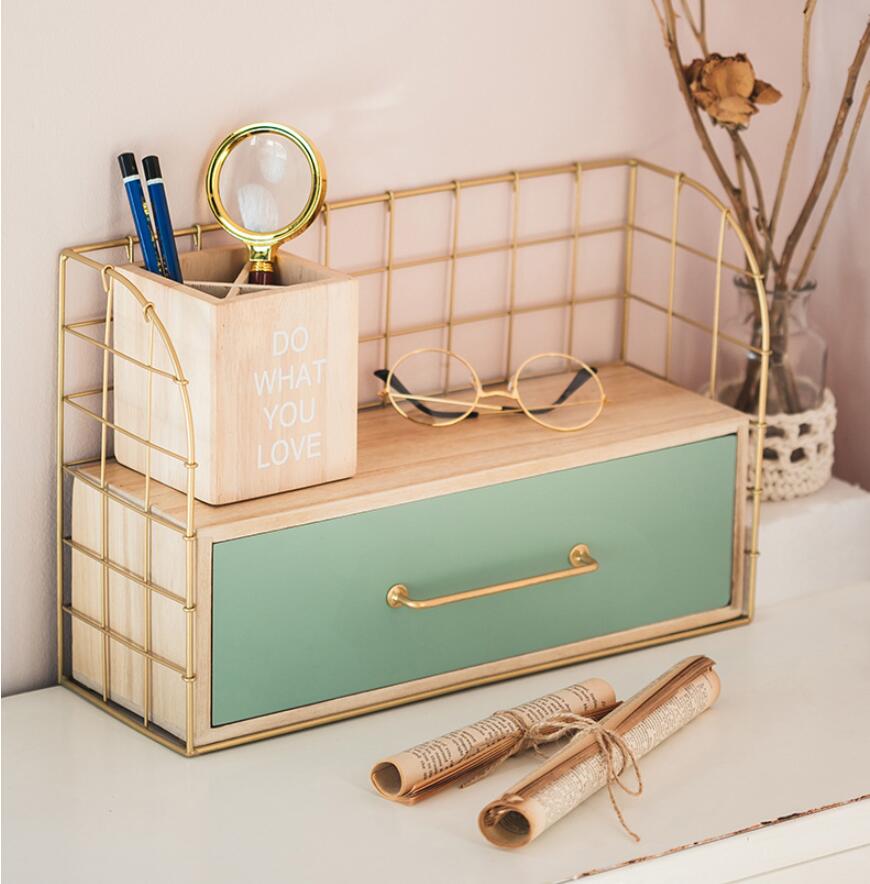 Makeup rack Storage Drawers iron art wall hanging phoenix tree wood desktop boxes wholesale dresser racks-image-591956649