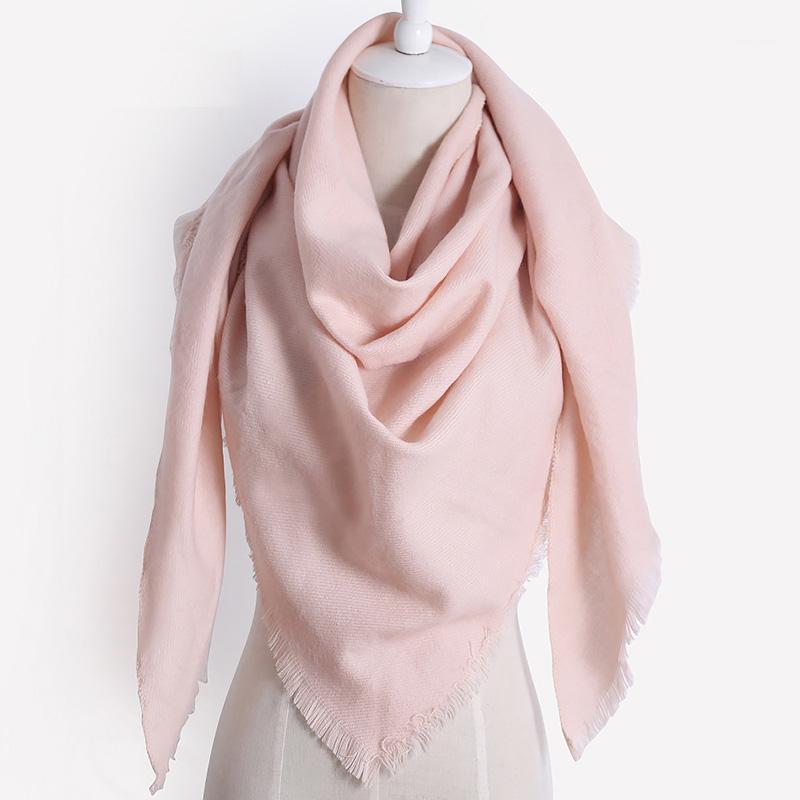 

Scarves 2021 Women Triangle Scarf Winter Warm Shawl Cashmere Plaid Blanket Shawls Solid Color Wraps Casual Fashion1