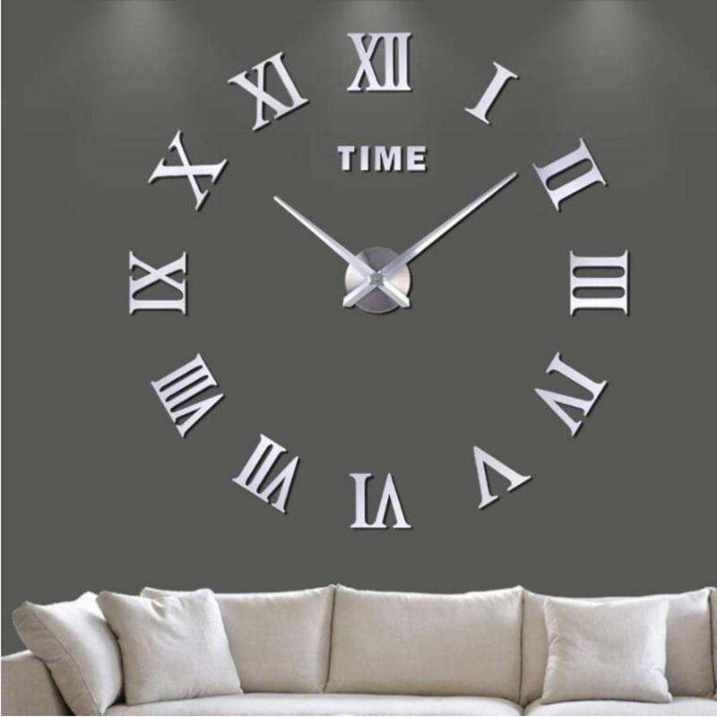 

3D Wall Clock Modern Design Home Decor Large Roman Mirror Fashion Quartz Clocks Living Room Diy Wall Clock Sticker Watch