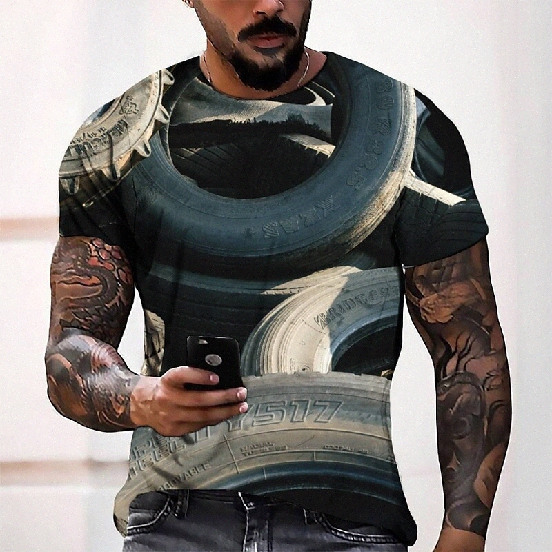 Men's Tee T shirt 3D Print Graphic Round Neck Casual Daily 3D Print Short Sleeve Tops Fashion Designer Cool Comfortable Black s3Fi#