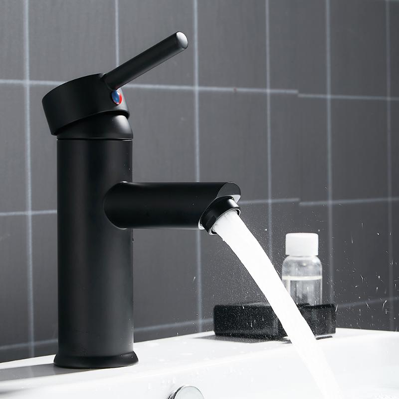 

Basin Faucets Mixer Taps Bathroom Sink Tap Bath Brass Black Mono Faucet Single Handle Cold/Hot Mixer Water Accessories