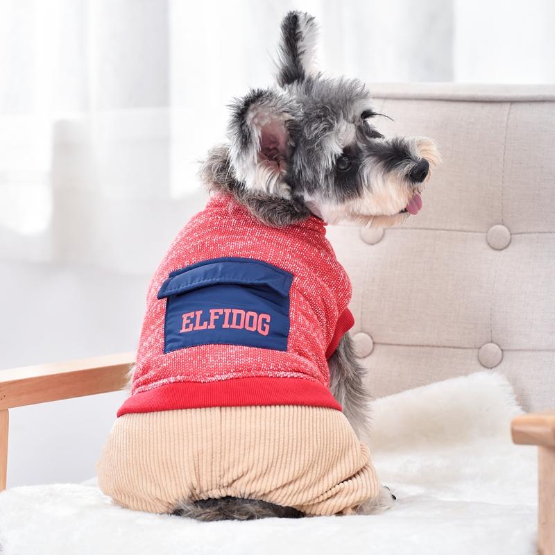 

High Neck Winter Dog Fur Coat Jacket For Small Dogs Snow Windproof Pet Jumpsuit For Medium Size Animal Puppies Chihuahua Yorkie, Red