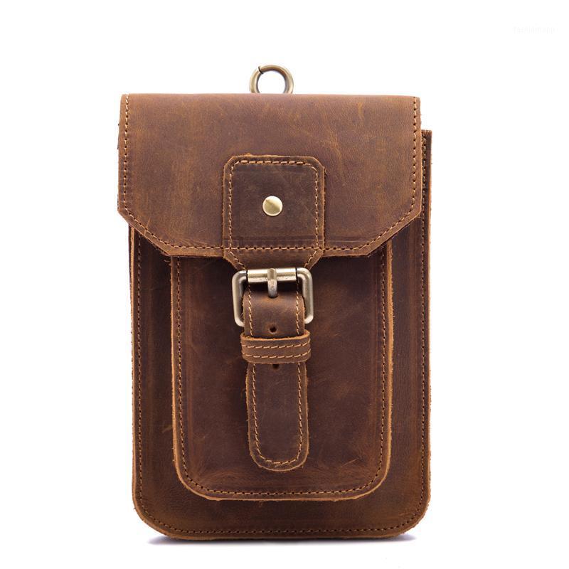 

Vintage Retro Style Men's Crazy Horse Genuine Cowhide Leather Waist Hip Belt Pack Fanny Phone Money Travel Bag 2034 20901, Sky blue