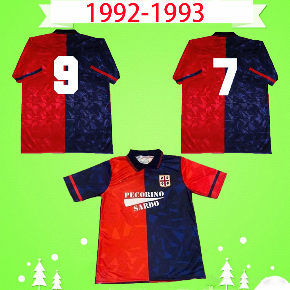 

CAGLIARI 1991 1992 1993 RETRO soccer jersey home red 91 92 93 football shirt classic commemorate Collection vintage Maglia da calcio Mens