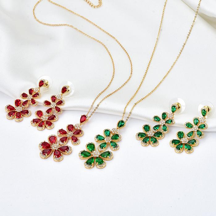 

Earrings & Necklace Designer Fashion Copper Jewelry 3A Cubic Zirconia Party Set, Silver