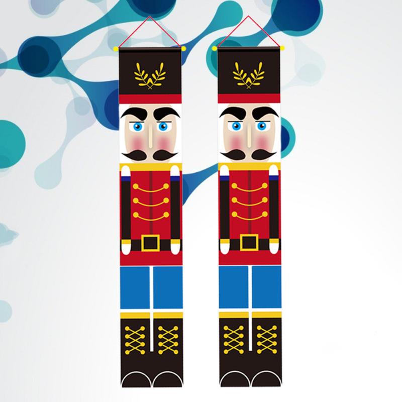 

1 Pair Christmas Decoration Walnut Soldier Door Curtain Hanging Cloth Door Sign Front Ornament Christmas Party Supplies for