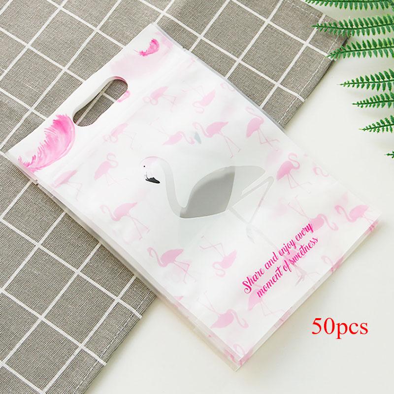 

Festival Gifts Packaging Bag 50 pcs/lot Flamingo Frosted Zipper Bag Nordic Pink Self-styled Plastic Handmade Biscuit Package