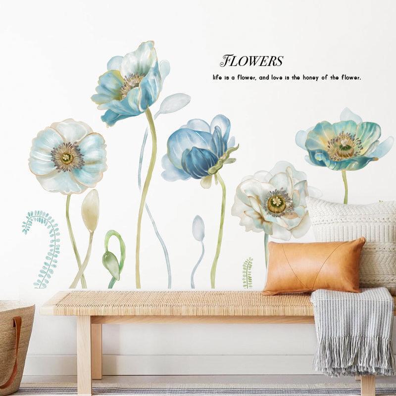 

Warm stickers bedroom bedside wall decor living room sofa tv background wall sticker romantic flowers self-adhesive home decor1