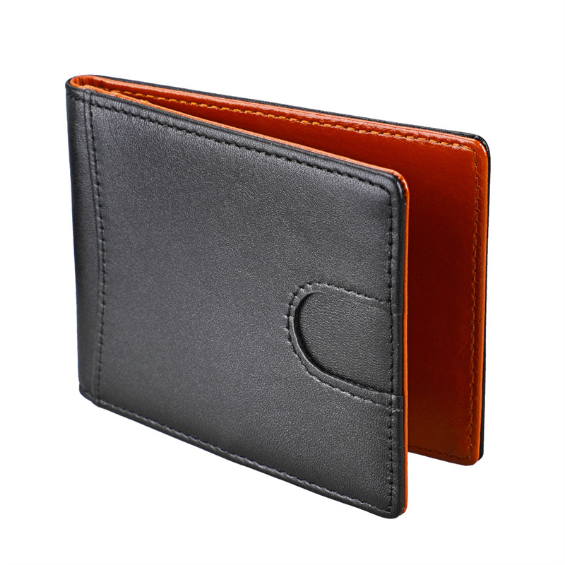 

HBP 22 Hight Quality Fashion Men Real Leather Credit Card Holder Card Case Coin Purse Money Clip Wallet, 9602 black with brown