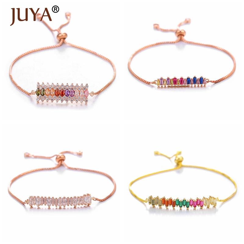 

2020 Latest Design Long Bar Shape Rainbow Color Crystal Bracelets Adjustable Chain Simple Trendy Bracelet For Women bileklik