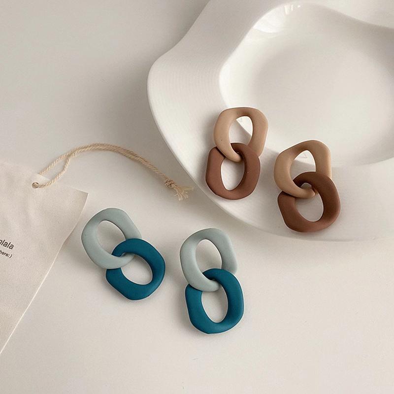 

Trendy Fashion Spray Paint Contrast Earrings 2020 Simple Chain Drop Dangle Earrings For Women Fashion Jewelry Pendientes Mujer