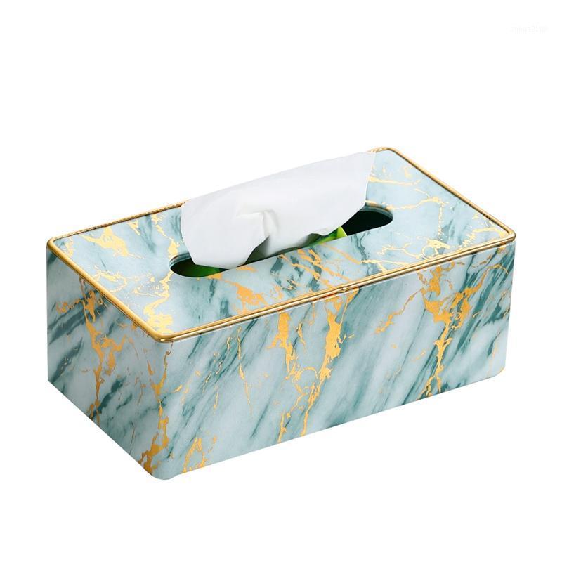 

Home Living Room Simple and Creative Emerald Green Marble Pattern Tissue Box Napkin Pumping Box1