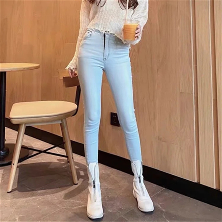 

2021 New 002 Jeans Women' Style Tight Two Button Back Cross High Waist Elastic Leggings Slim Pencil Pants Ol2u, See chart