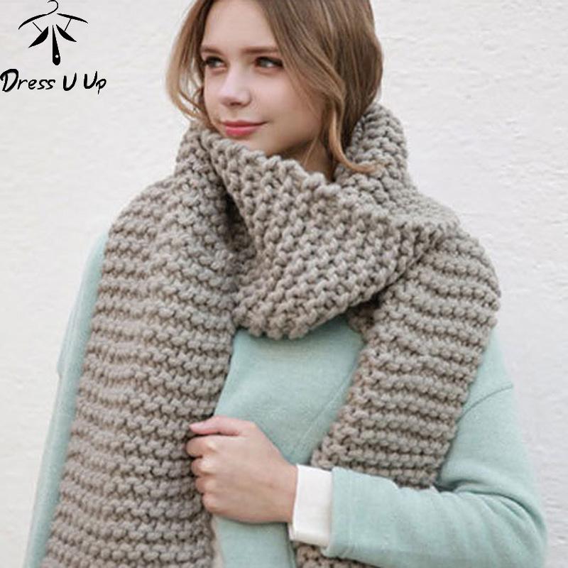 

DRESSUUP 2020 New Solid Color Thick Wool Scarf Female Autumn and Winter Thick Knit Scarf Men and Women Handmade