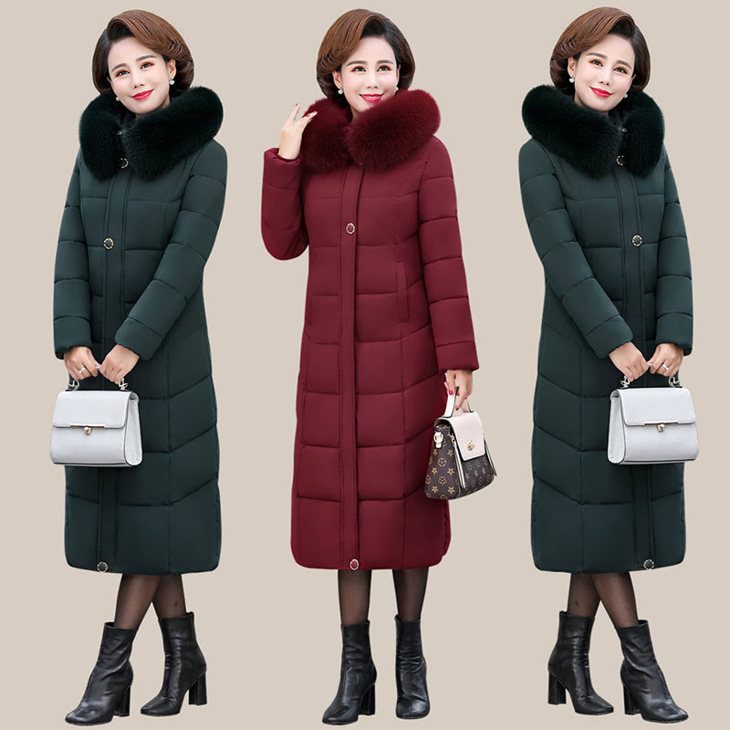 

Mid-aged Down Wool Women's Coats Winter Fashion Cotton Parka Coat Plus Female Size Hot with Outerwear R450 B48b, Dark green.