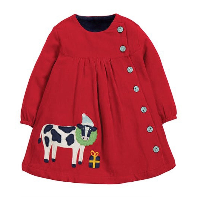 

Little maven with Single-breasted Christmas for Baby Corduroy Cow Girls Wedding Kids Dress 201204, S0840 same picture