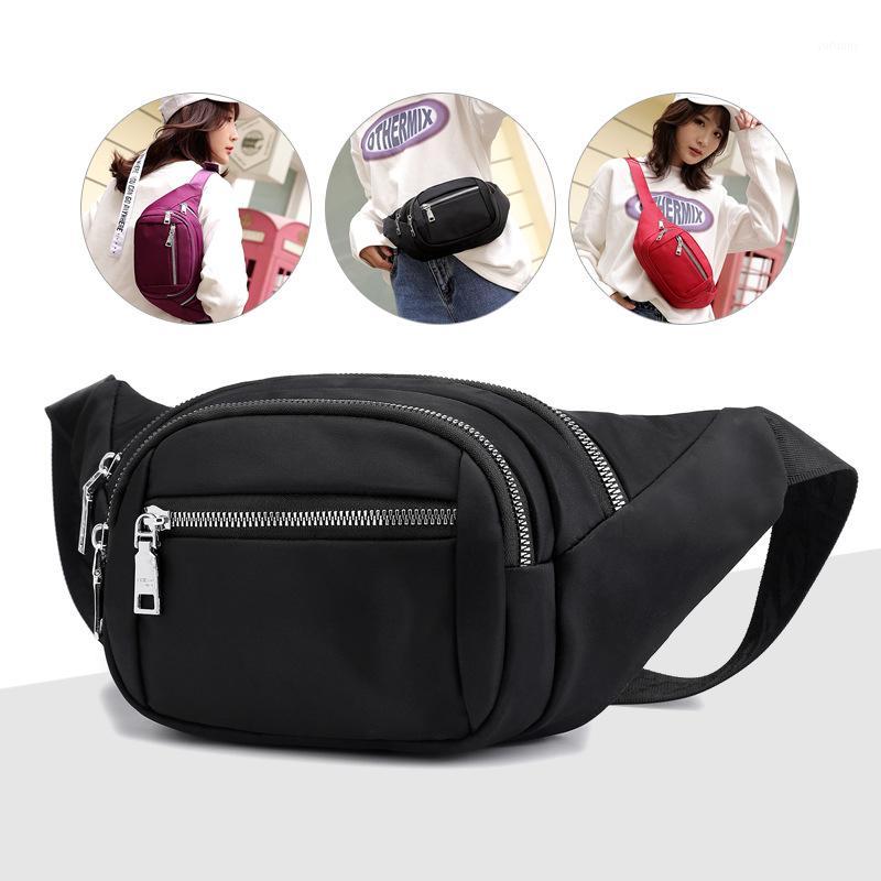 

High Quality Women Nylon Fanny Pack Money Pouch Multi-Pocket New Fashion Sling Crossbody Chest Pack Female Waist Belt Bags1, Black