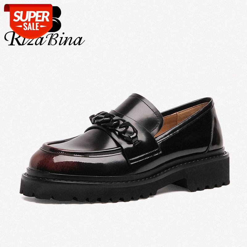 

RIZABINA Women Flats Shoes Real Leather Casual Daily Shoe Woman New Fashion Platform Spring Office Lady Footwear Size 34-39 #Hc5g, Black