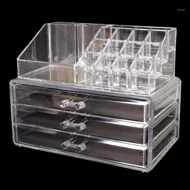 

Home Use Space-saving Rectangular Compartments & 3-Layer Drawers Integrated Plastic Makeup Case Tran1, 87775920