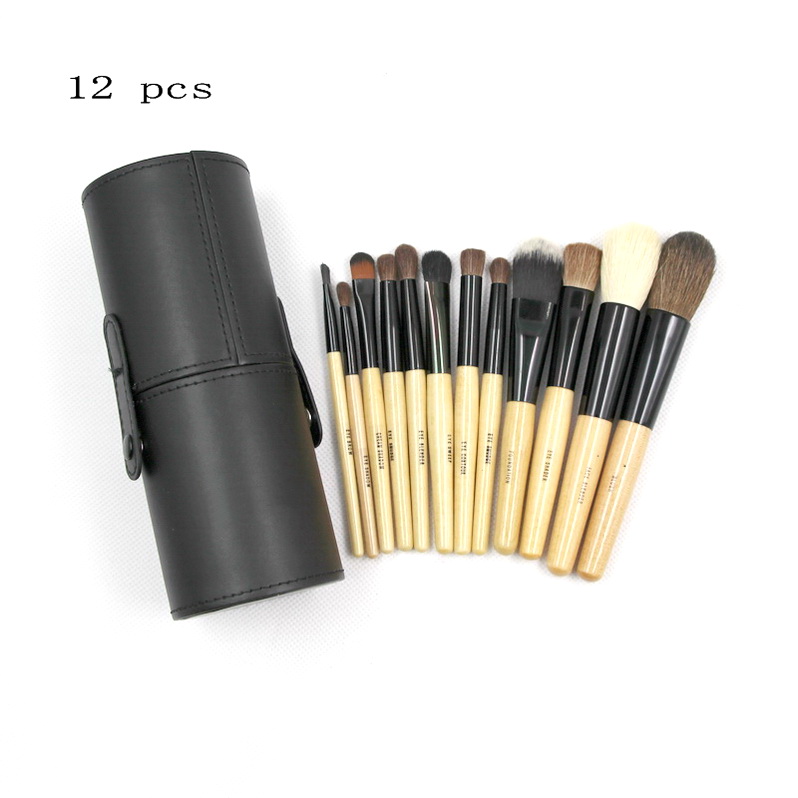 

12 pc Makeup Brush Set Professiona with Case Natural Cosmetic Brushes