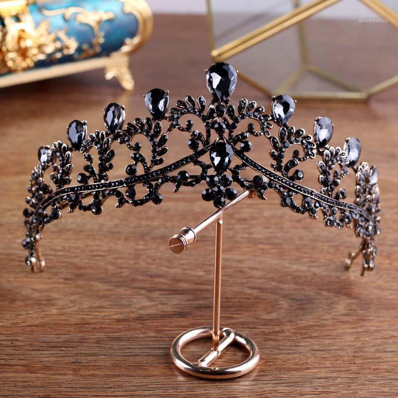 

Baroque Black Crystal Rhinestones Diadem Pageants Bride Crown and Tiara Headband Hair Jewelry Wedding Bridal Hair Accessories JL1