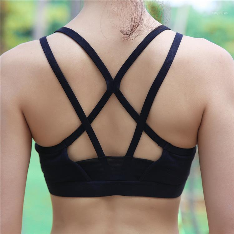

Free Shipping Women Solid Sleeveless Quick Dry Breathable Top Quality Sports Fitness Bras Size S-L1, Same as pic