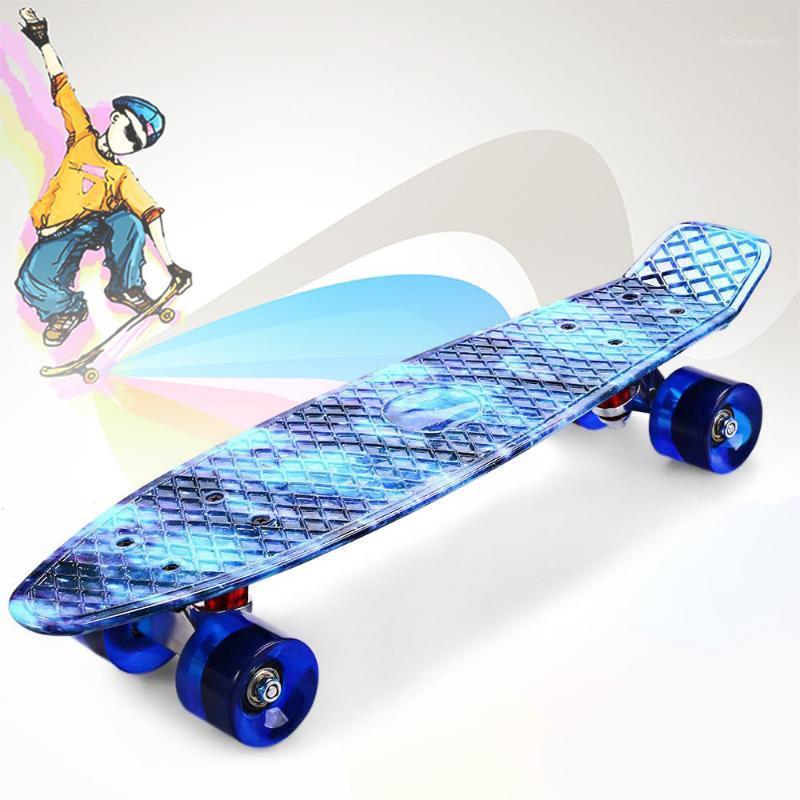 

56cm Plastic Mini Cruiser Skateboard Small Skateboarding Single Banana Longboard Adult Children Become Warped Road Skate Board1