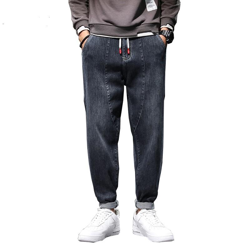 

Men Jeans Pants Streetwear Harem Pants Baggy Elastic Waist Black Wide Leg Loose fit Hip Hop Young Boys Fashion Male Trousers