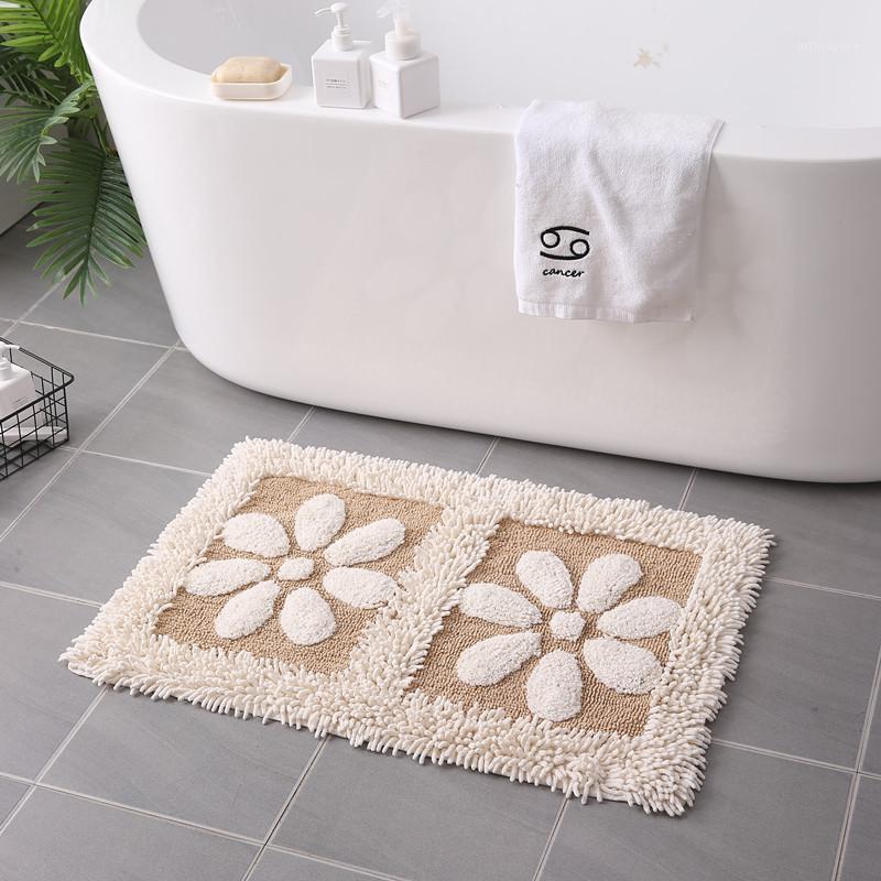 

Petal 100% Cotton Chenille Bath Mat Hand Made Carpet Bathroom Rug Soft Absorbent Non-slip Floor Mat Door Machine Washable1, Color3