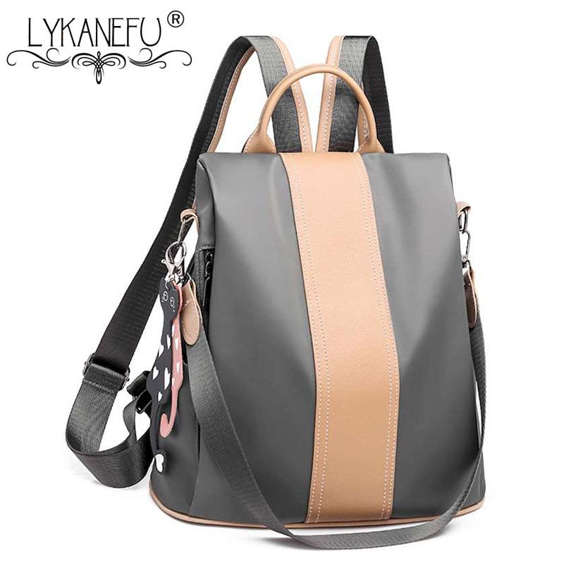 

LYKANEFU Waterproof Oxford Backpack Women Bag School Student Bag Backpacks Knap-sack Anti-theft Travel for Teenager Girls, Grey