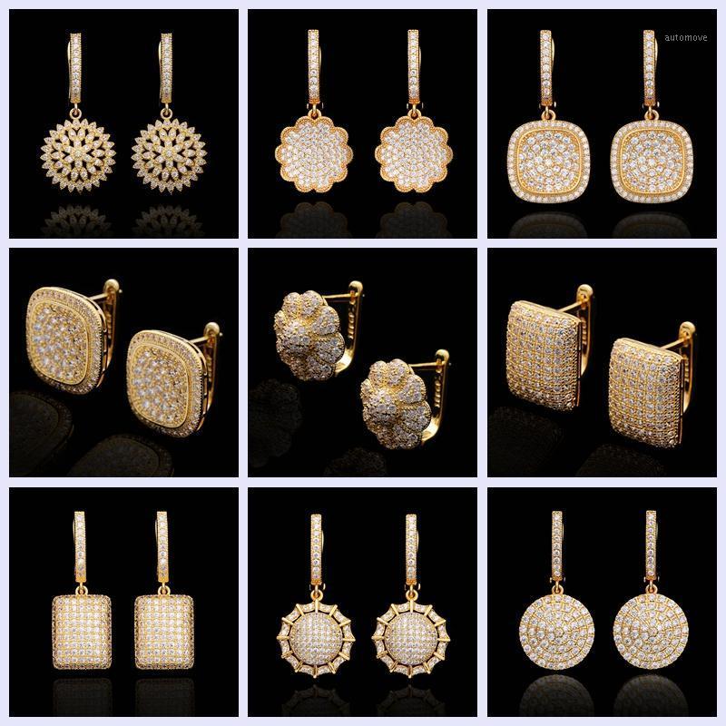 

Gold Hoops Luxury Jewelry Round Square Zirconia Hoop Earrings for Women Gifts Unique Trendy Earring 20201