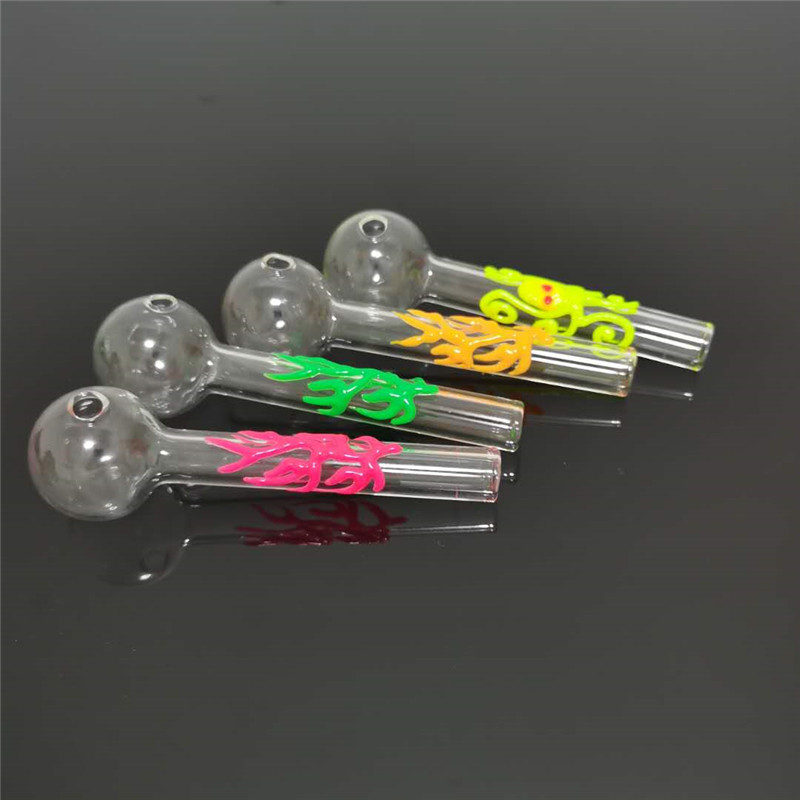 

4Inch dia 30mm ball Pyrex Oil burner pipe Glow in the dark Glass Tube Oil Burning Pipe glass pipes water pipes for smoking