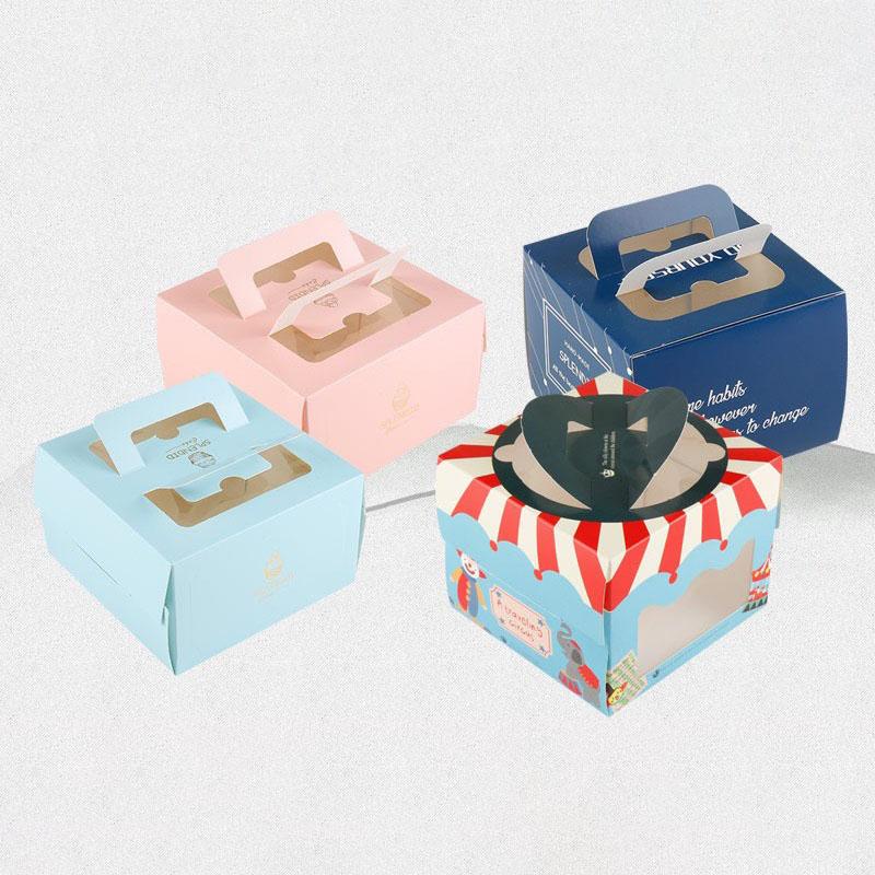 

5 pcs /kraft gift box cake West Point white dessert pink green packaging paper cup wedding party portable paper box carton
