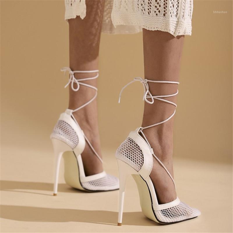 

Cross Strap Sexy High Heels Women Sandals Square Toe Air Mesh Summer Shoes Women High Sandals Large Size 481, Black