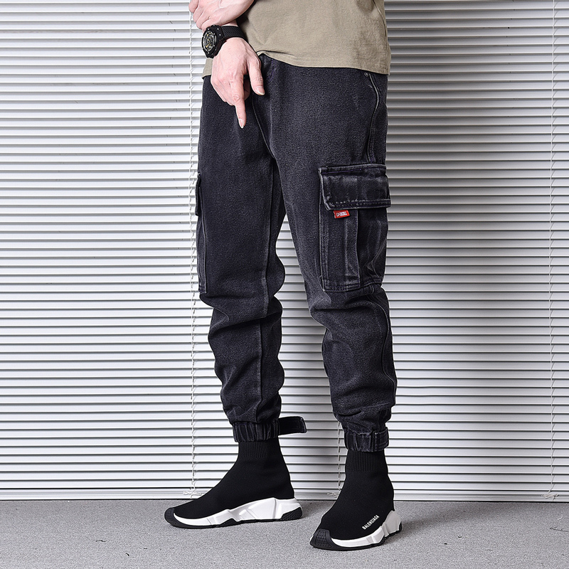 

2021 New Street Joggers Black Fashion New Men Jeans Pockets Hip Cargo Pants Jm0l